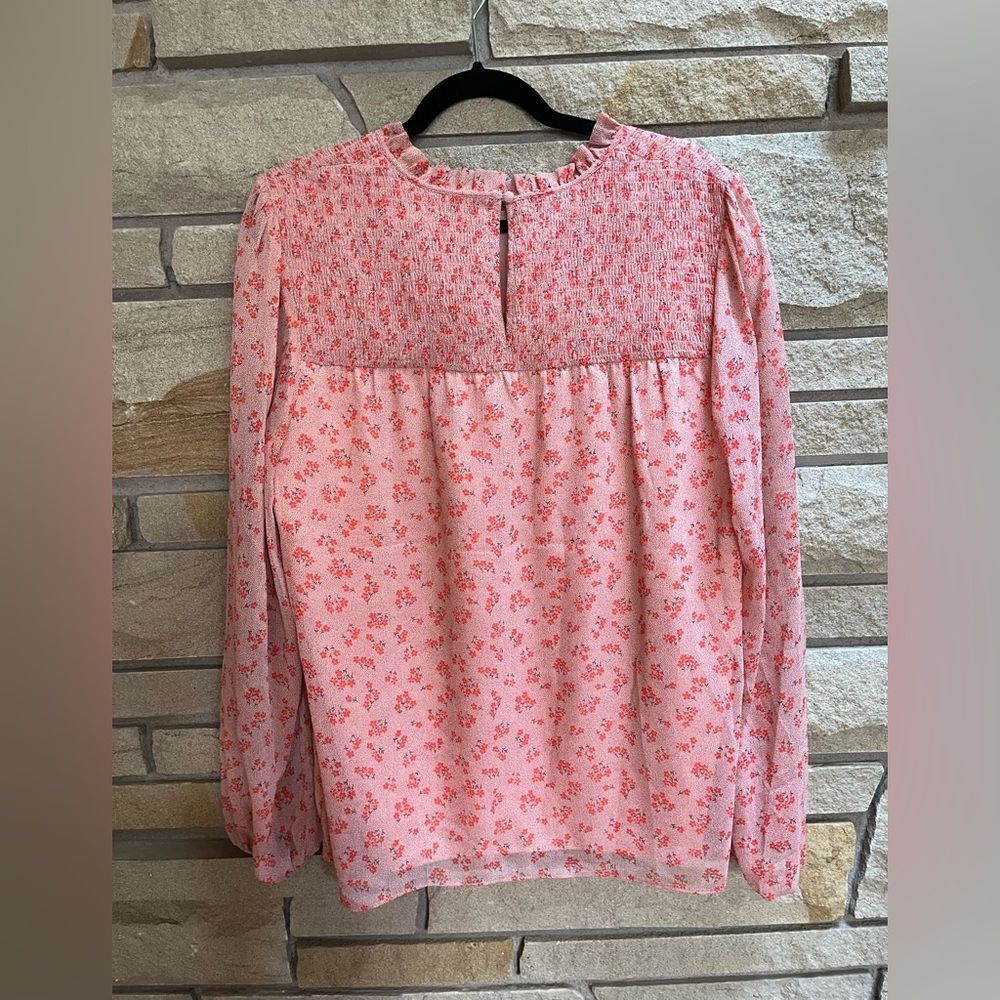Boden Janie Long Sleeve Mock Neck Pink Ditsy Floral Blouse Size 16 - Picture 5 of 13